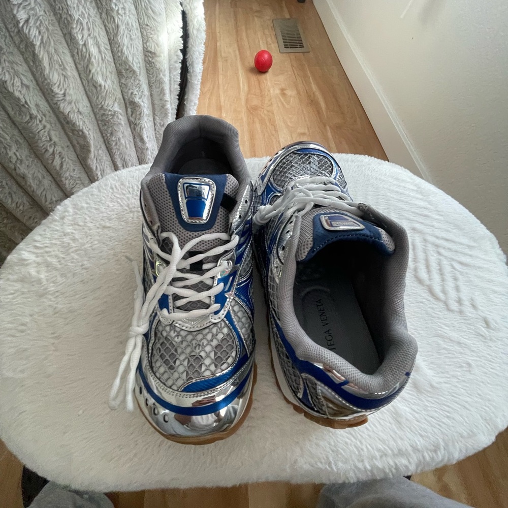 Bottega Veneta Blue and Silver Athletic Shoes